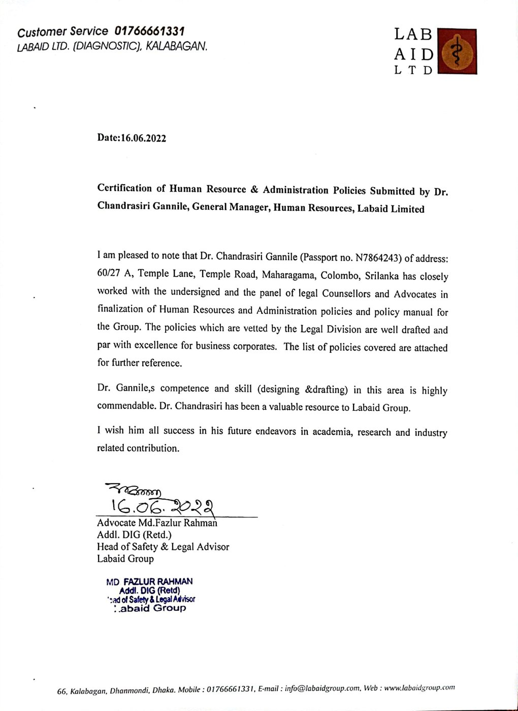 Contribution Certificate 8