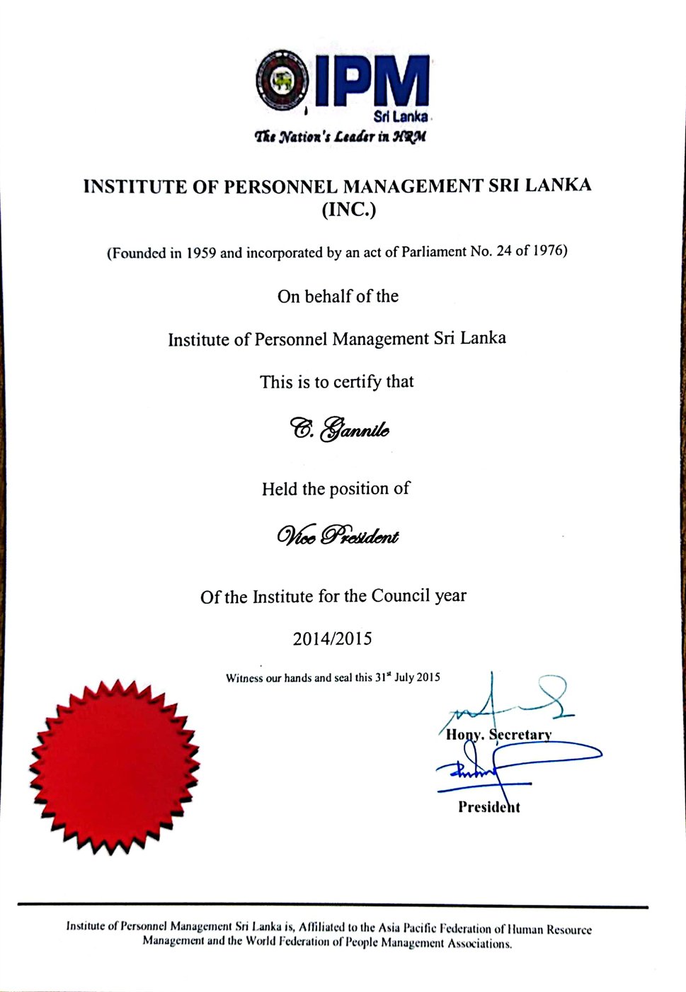 Contribution Certificate 2